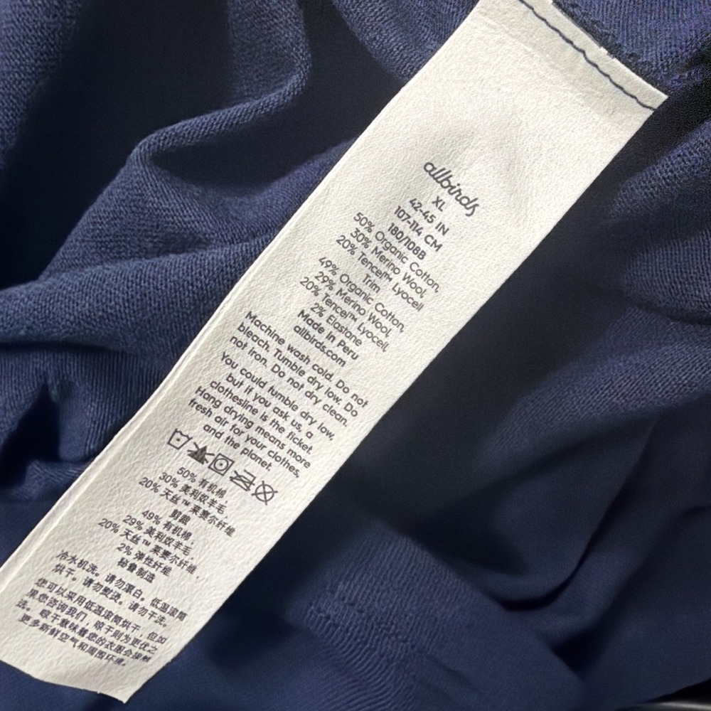 Allbirds Navy Organic Cotton Soft Merino Wool Long Sleeve Mens Shirt NWT XL - Picture 5 of 5